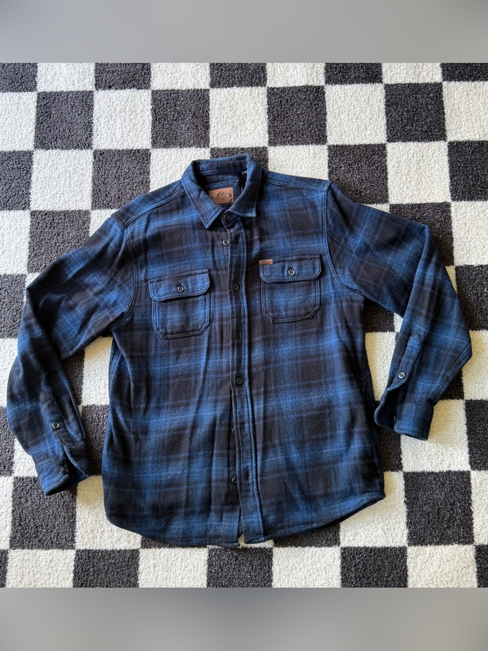Orvis Men's Blue Plaid Button-Down Shirt